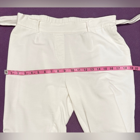 Ann Taylor White Paper Bag Waist Capri Pants Size 8 with Belt - Picture 9 of 12